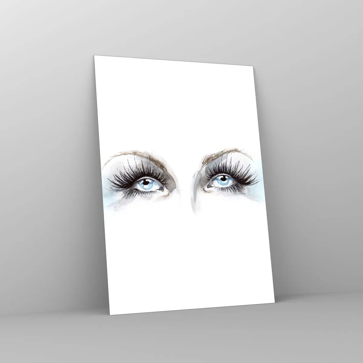 Glasbild - Bild auf glas - Der subtile Blick blauer Augen in einer künstlerischen Komposition - 50x70cm - Engelsaugen? - Moderne Wanddekoration für Wohnzimmer und Schlafzimmer ARTTOR