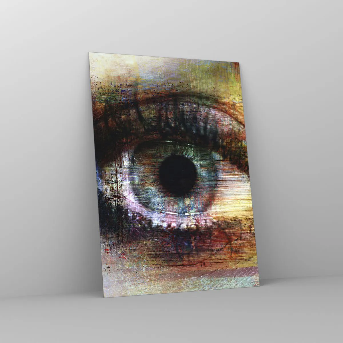 Impression sur verre - Image sur verre - Un œil abstrait aux nuances intenses et multicolores - 50x70cm - Vous pouvez jeter un coup d'œil dans l'âme - Décoration murale moderne pour le salon et la chambre ARTTOR