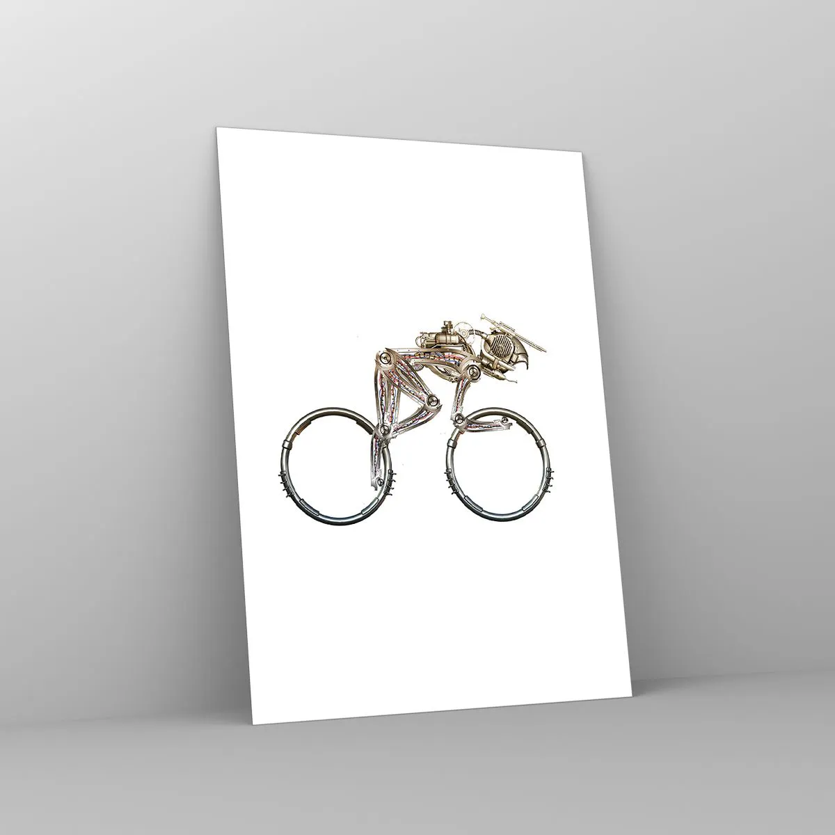 Impression sur verre - Image sur verre - Vélo industriel en métal - 50x70cm - Machine exceptionnelle - Décoration murale moderne pour le salon et la chambre ARTTOR