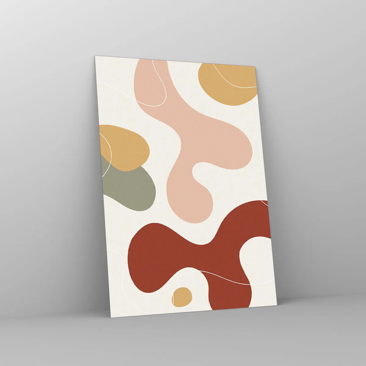 Glasbild - Bild auf glas - Abstrakte Komposition organischer Formen - 50x70cm - Kringel oder Schnörkel? - Moderne Wanddekoration für Wohnzimmer und Schlafzimmer ARTTOR