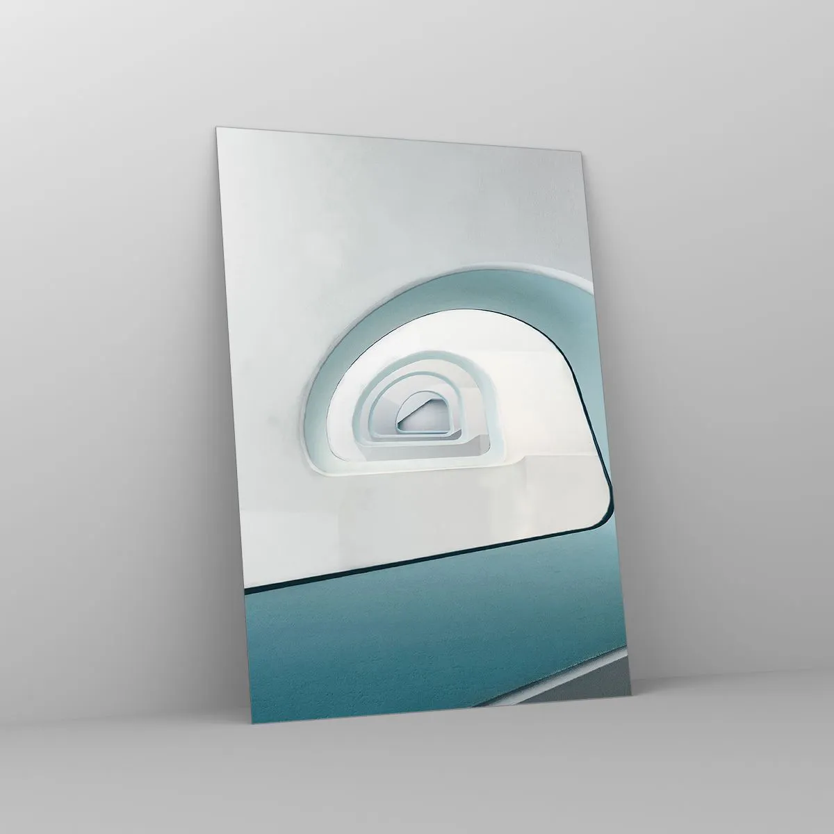 Quadro su vetro - Una scala moderna in una prospettiva astratta - 50x70cm - Blu fino in fondo - Decorazione murale moderna per soggiorno e camera da letto ARTTOR