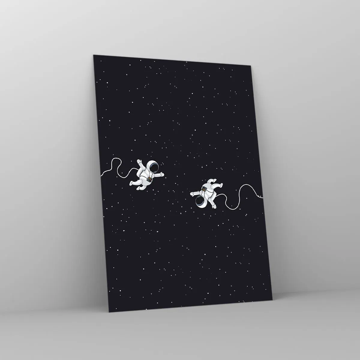 Cuadro sobre vidrio - Impresiones sobre Vidrio - Dos astronautas flotando en el espacio - 50x70cm - Danza cósmica - Decoración de pared moderna para salón y dormitorio ARTTOR