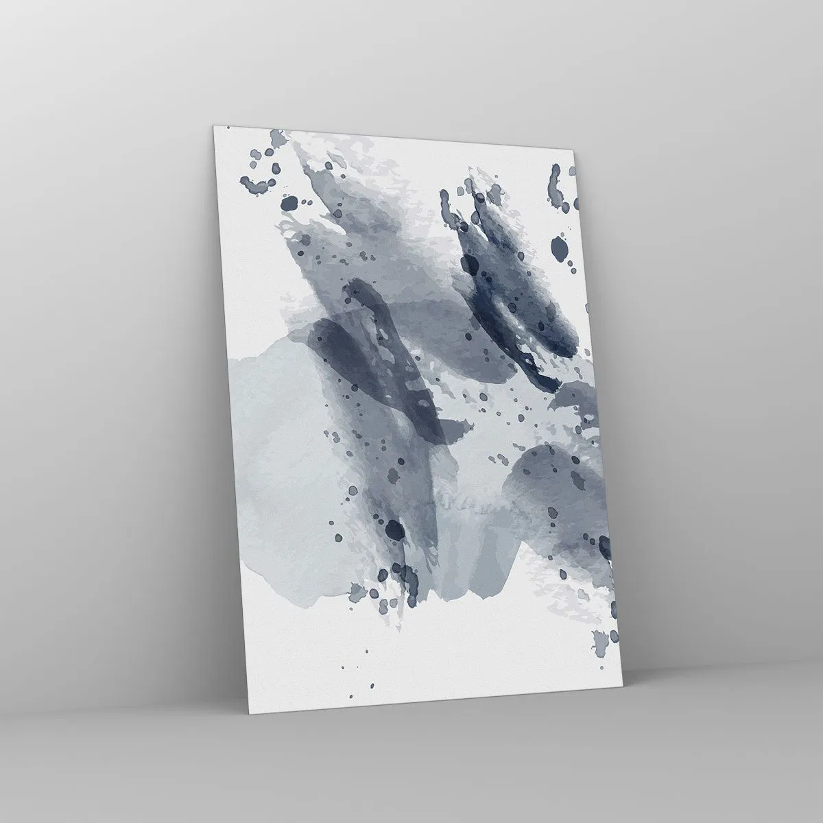 Cuadro sobre vidrio - Impresiones sobre Vidrio - Manchas de acuarela de color azul grisáceo que se asemejan al agua en movimiento - 50x70cm - Un estudio sobre la naturaleza del agua - Decoración de pared moderna para salón y dormitorio ARTTOR
