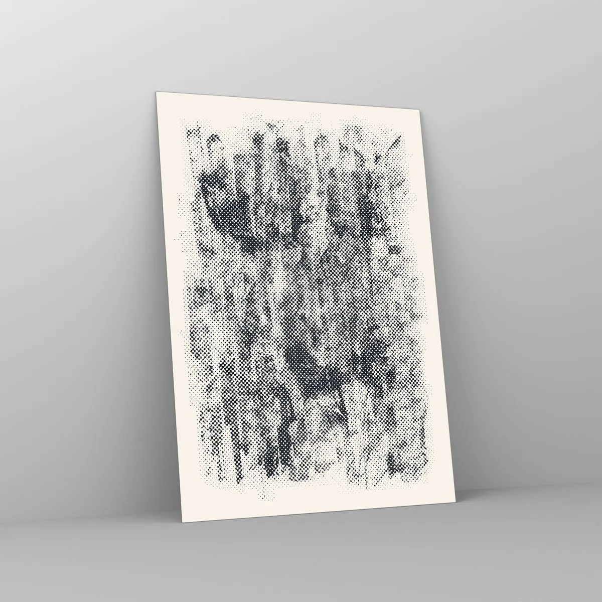 Obraz na szkle - Czarno-biała abstrakcja z efektem rozmycia - 50x70cm - Mglista kompozycja - Nowoczesna dekoracja ścienna do salonu, kuchni i sypialni ARTTOR