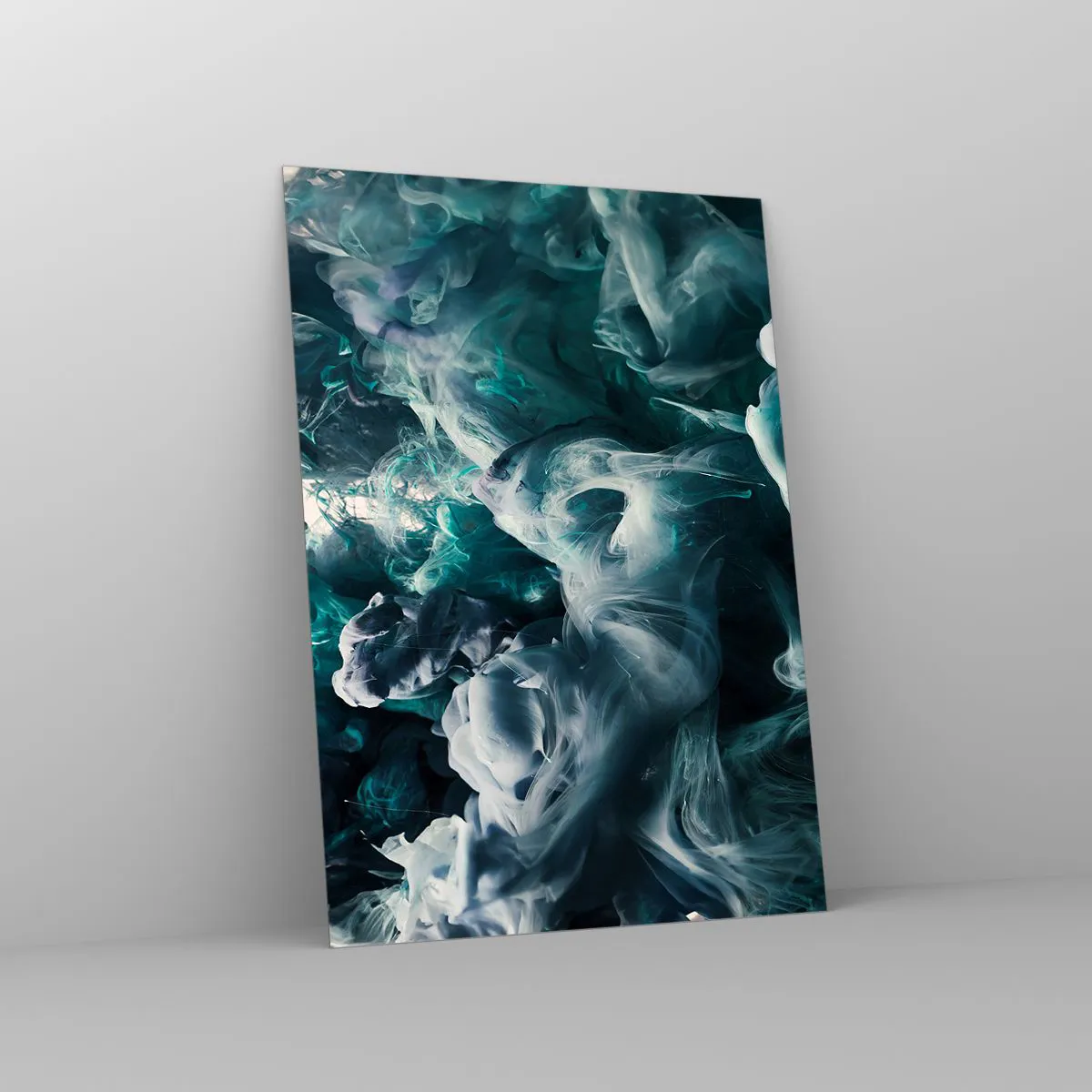 Obraz na szkle - Taniec farb w wodzie tworzący abstrakcyjne kształty - 50x70cm - Ruch koloru - Nowoczesna dekoracja ścienna do salonu, kuchni i sypialni ARTTOR