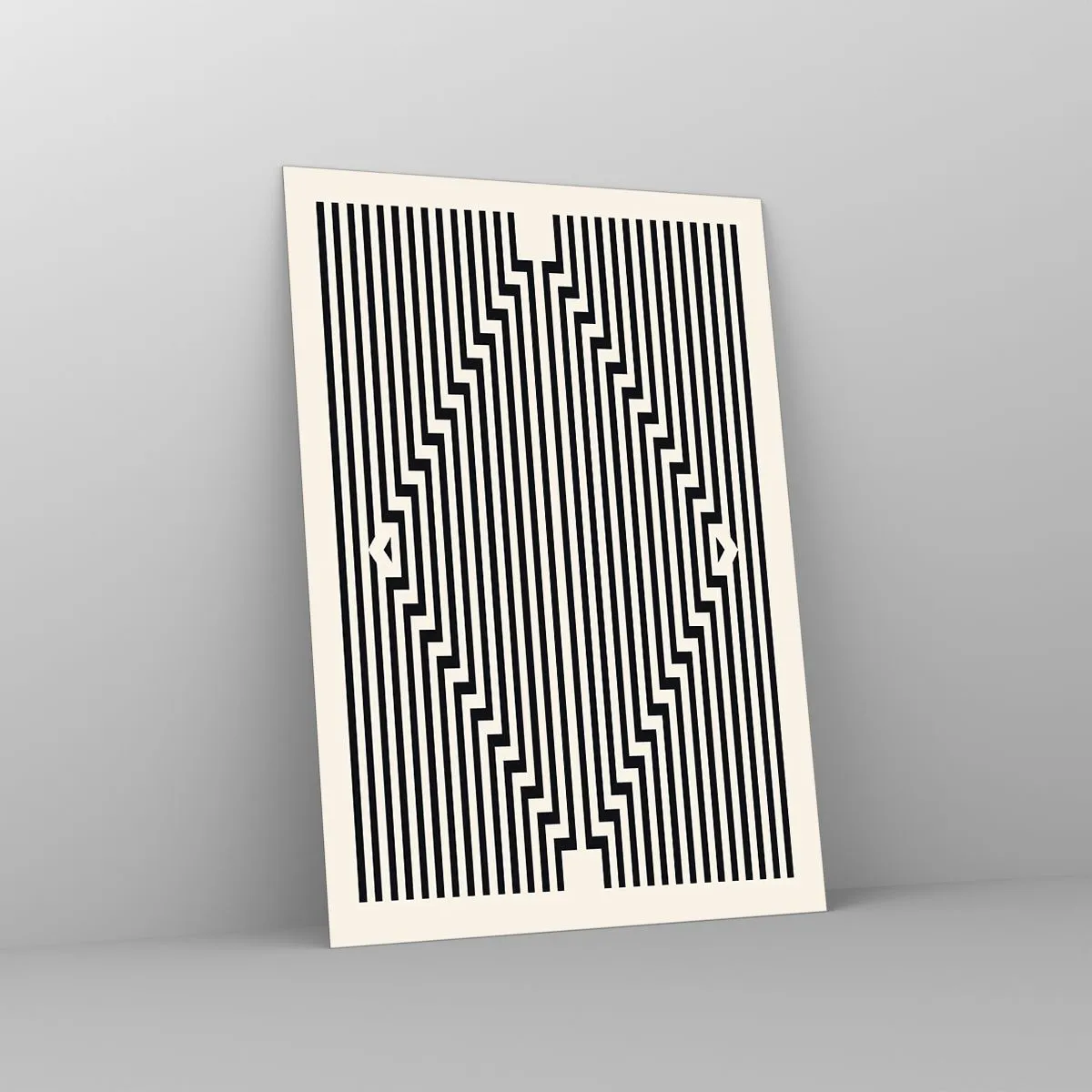 Quadro su vetro - Un affascinante motivo di linee bianche e nere che creano un'illusione - 50x70cm - Illusione geometrica - Decorazione murale moderna per soggiorno e camera da letto ARTTOR