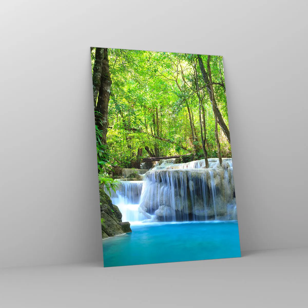 Obraz na skle - Utopiť v tyrkyse a zeleni - 70x100 cm