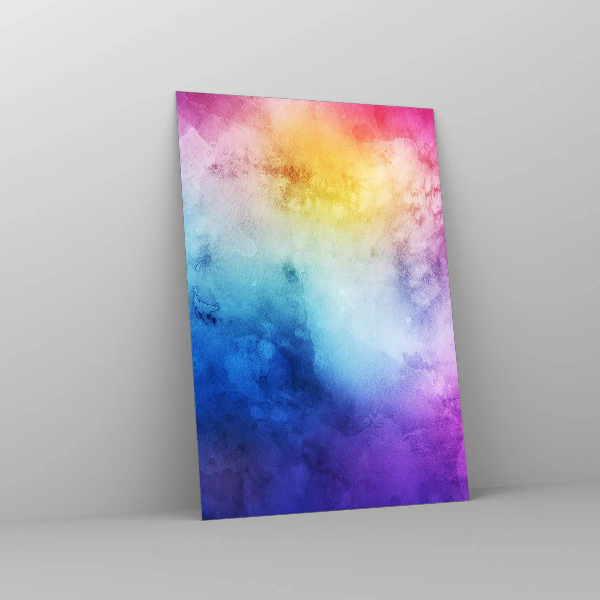 Glasbild - Bild auf glas - Eine abstrakte Komposition in Pastelltönen von Rosa und Blau. - 70x100cm - Fast auf Wolke sieben - Moderne Wanddekoration für Wohnzimmer und Schlafzimmer ARTTOR