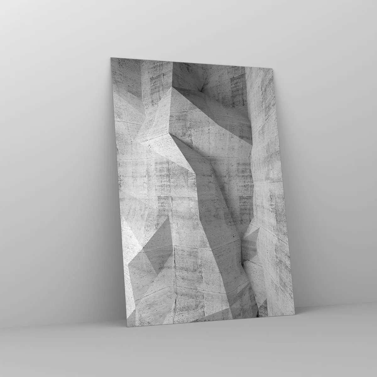 Cuadro sobre vidrio - Impresiones sobre Vidrio - Formas geométricas de hormigón en gris - 70x100cm - Un verdadero desafío - Decoración de pared moderna para salón y dormitorio ARTTOR