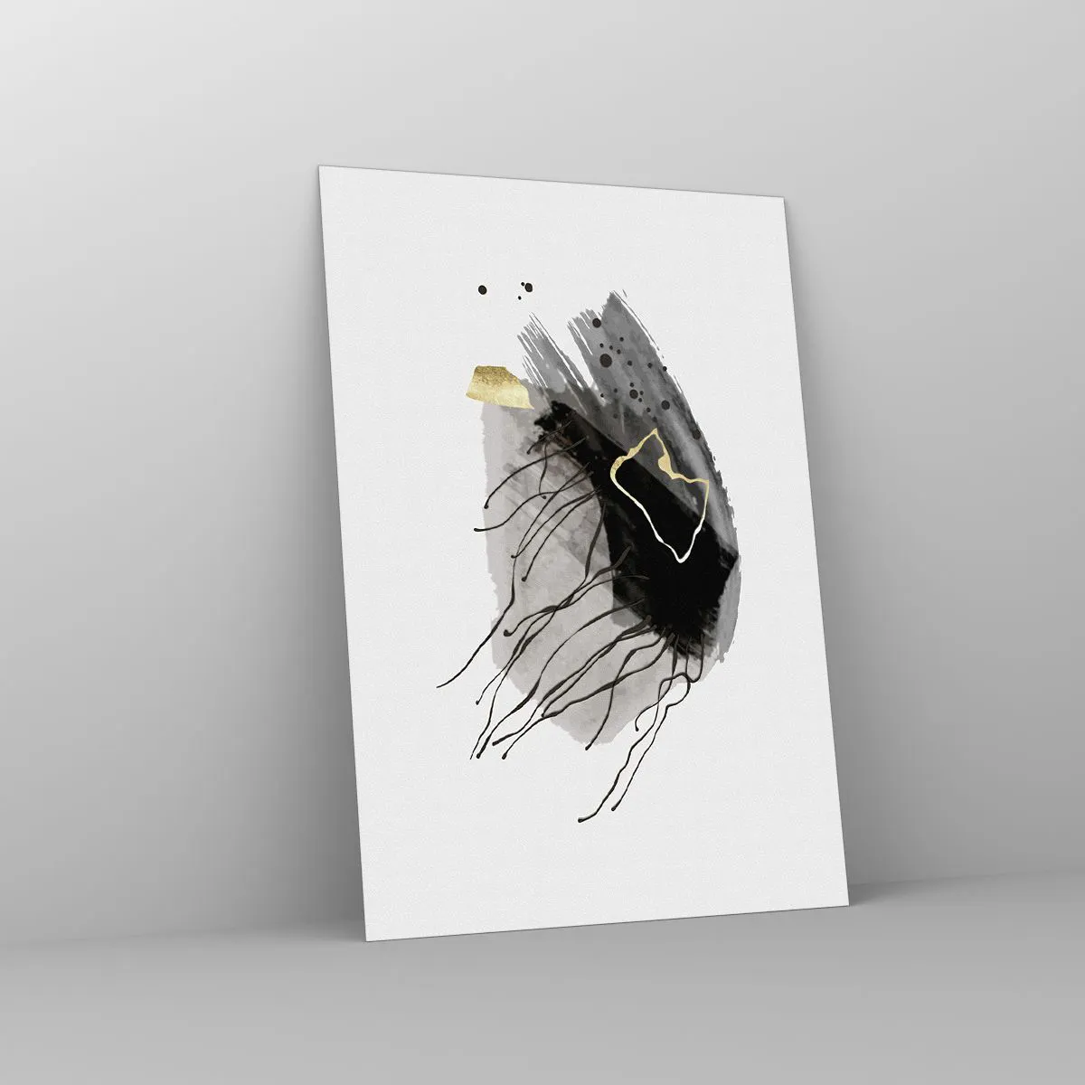 Billede på glas - I sort og guld - 70x100 cm