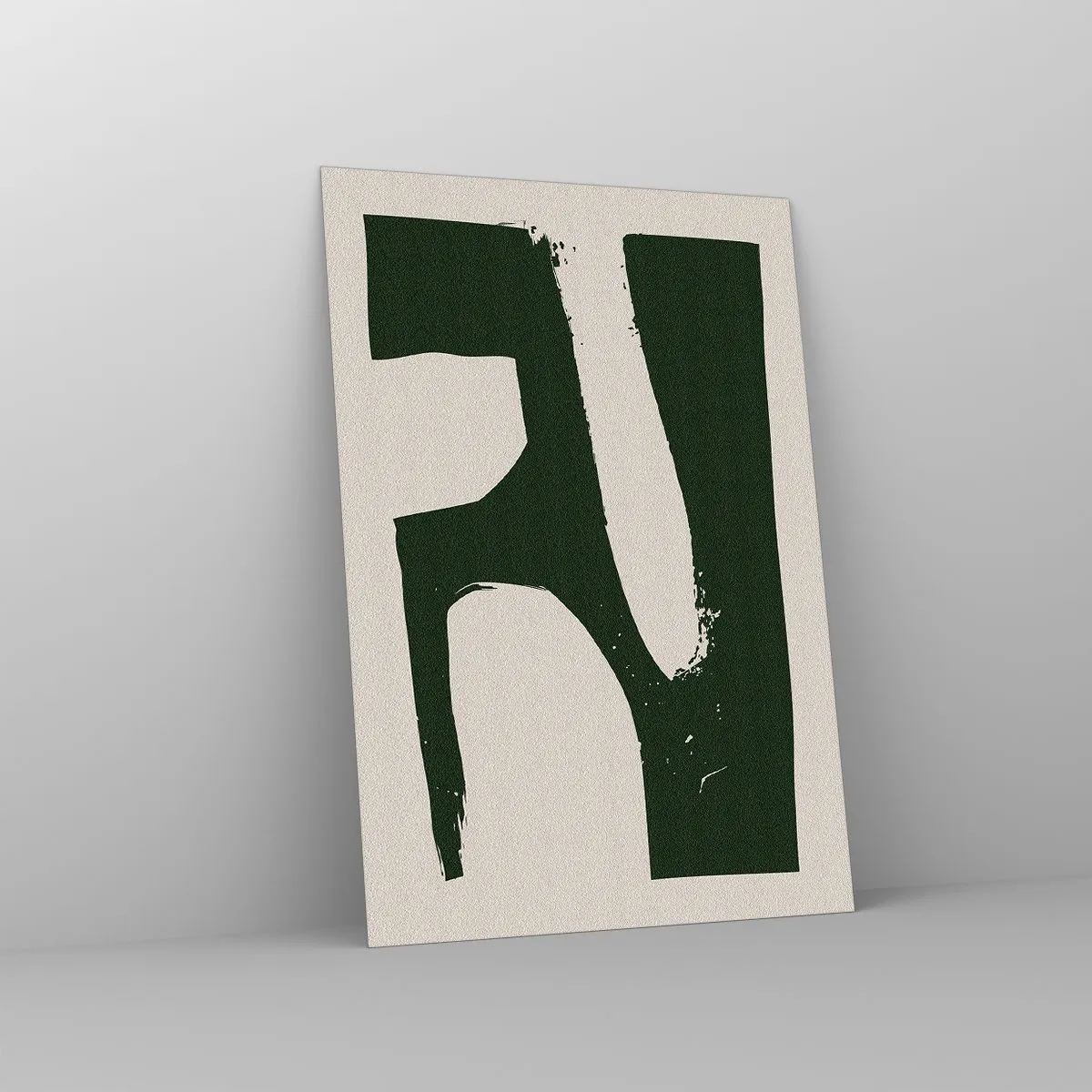 Obraz na szkle - Minimalistyczny abstrakt w zieleni na jasnym tle - 70x100cm - Zatoki bieli - Nowoczesna dekoracja ścienna do salonu i sypialni ARTTOR