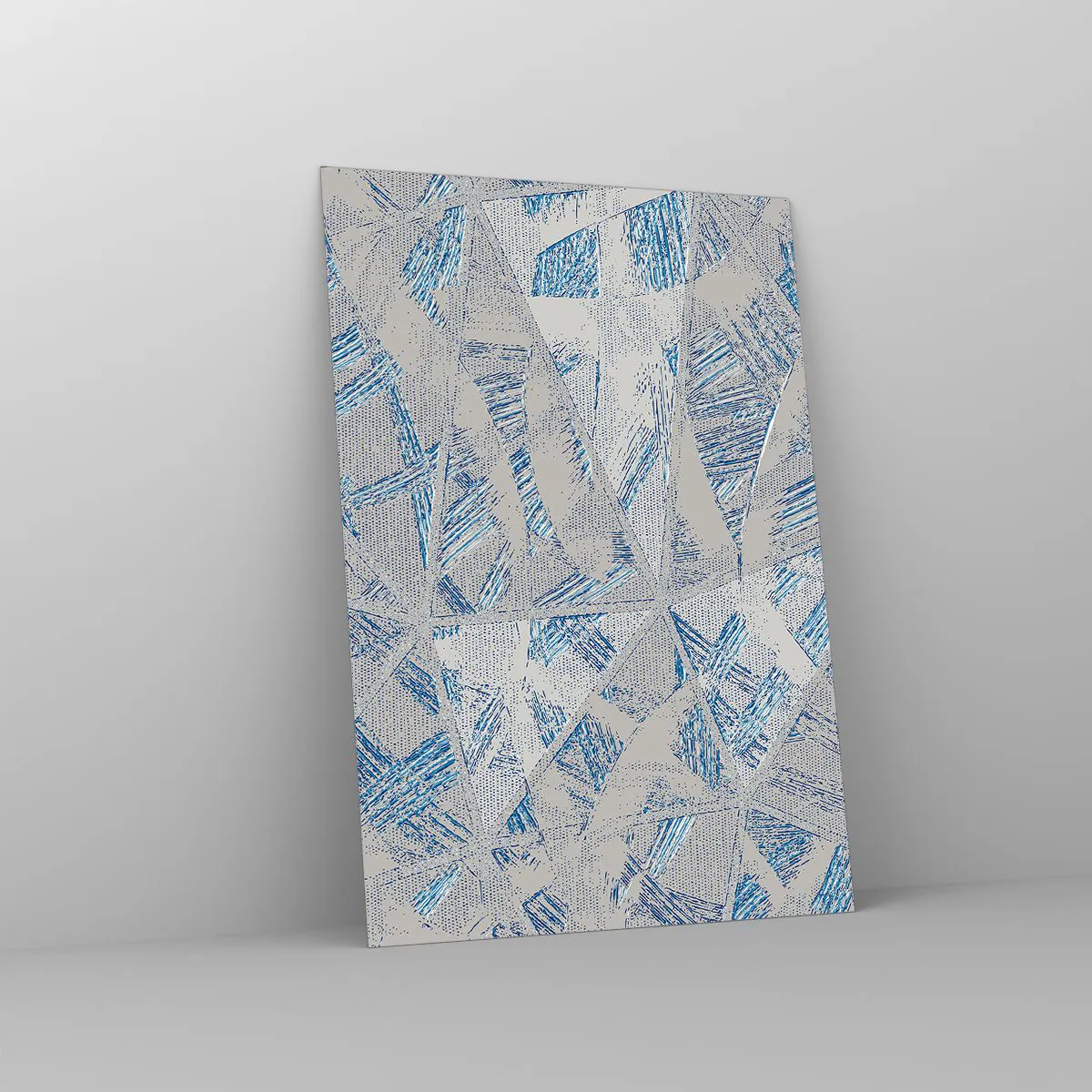 Tablou pe sticlă - Într-un labirint de gri-albastru - 70x100 cm