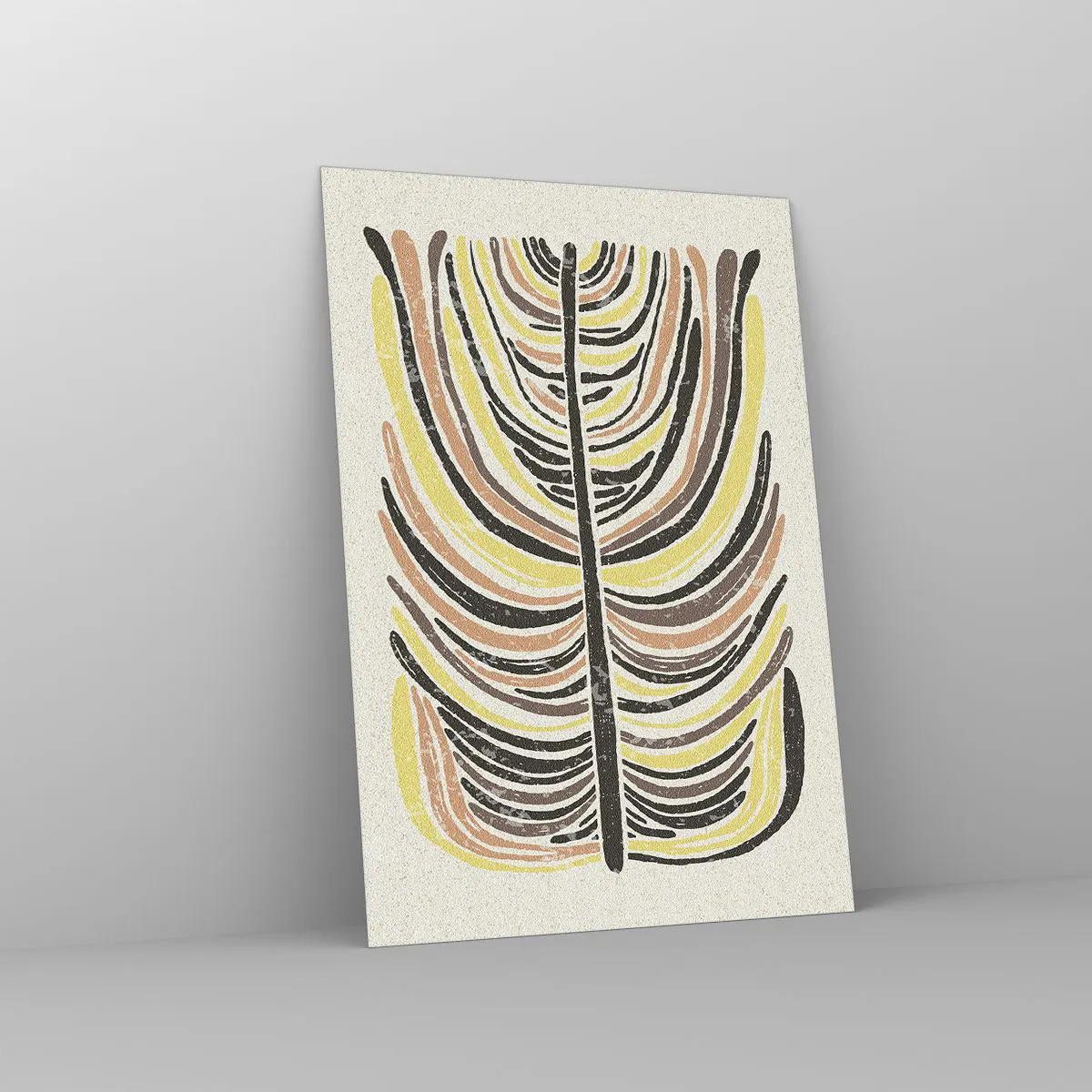 Glasbild - Bild auf glas - Abstraktes Blattmotiv in Erdtönen - 70x100cm - Abstraktion voller Leben - Moderne Wanddekoration für Wohnzimmer und Schlafzimmer ARTTOR