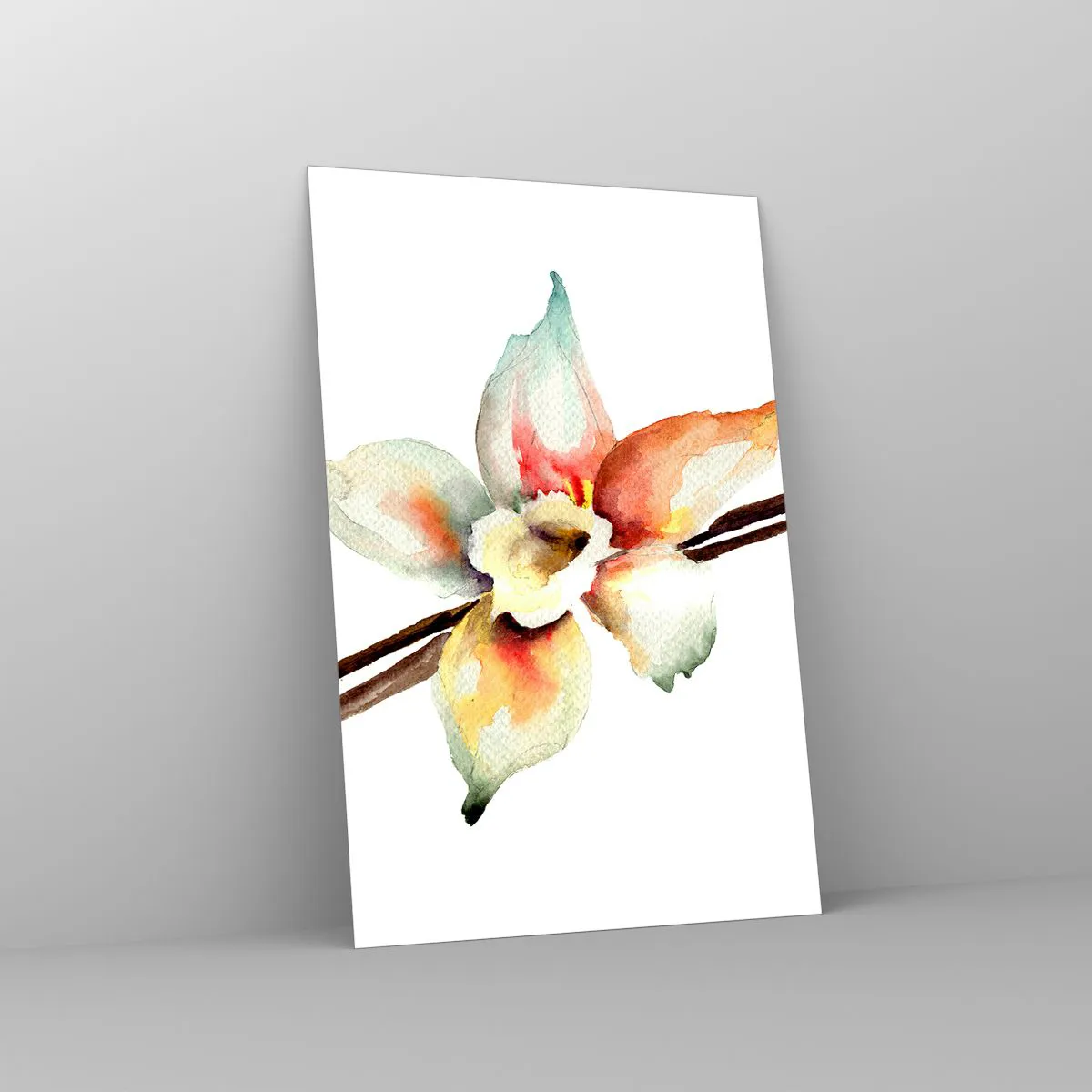 Glasbild - Bild auf glas - Aquarell-Blumenillustration in Pastellfarben - 80x120cm - Süße mit Farbe verschüttet - Moderne Wanddekoration für Wohnzimmer und Schlafzimmer ARTTOR