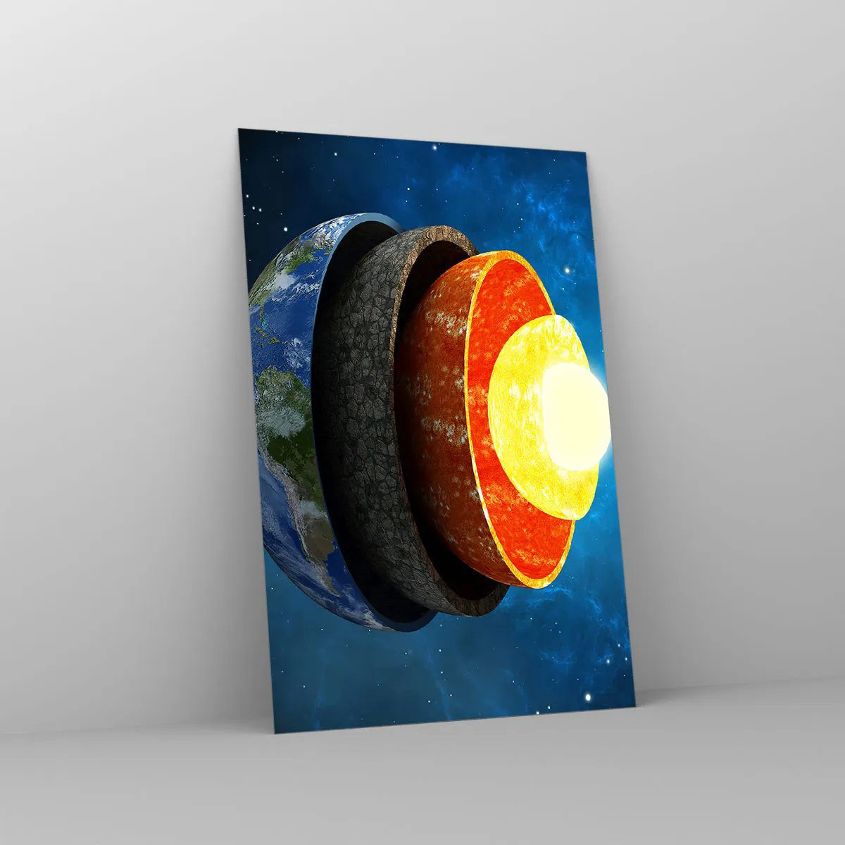 Glastavla - Bild på glas - Resa till jordens inre - 80x120 cm