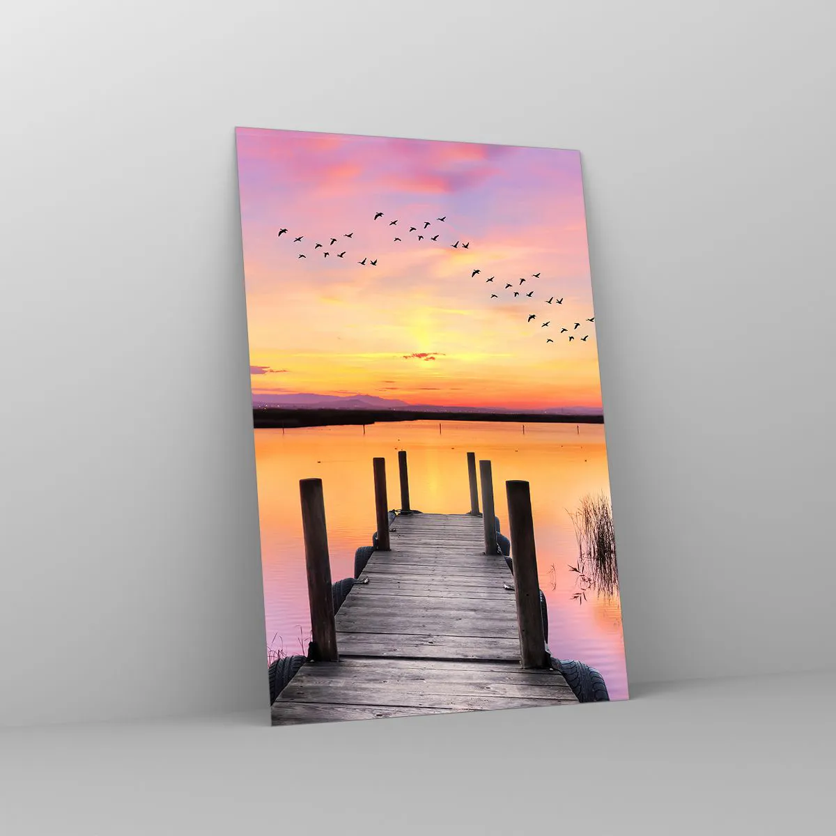 Quadro em vidro - Silenciosa Alvorada Violeta  - 80x120 cm