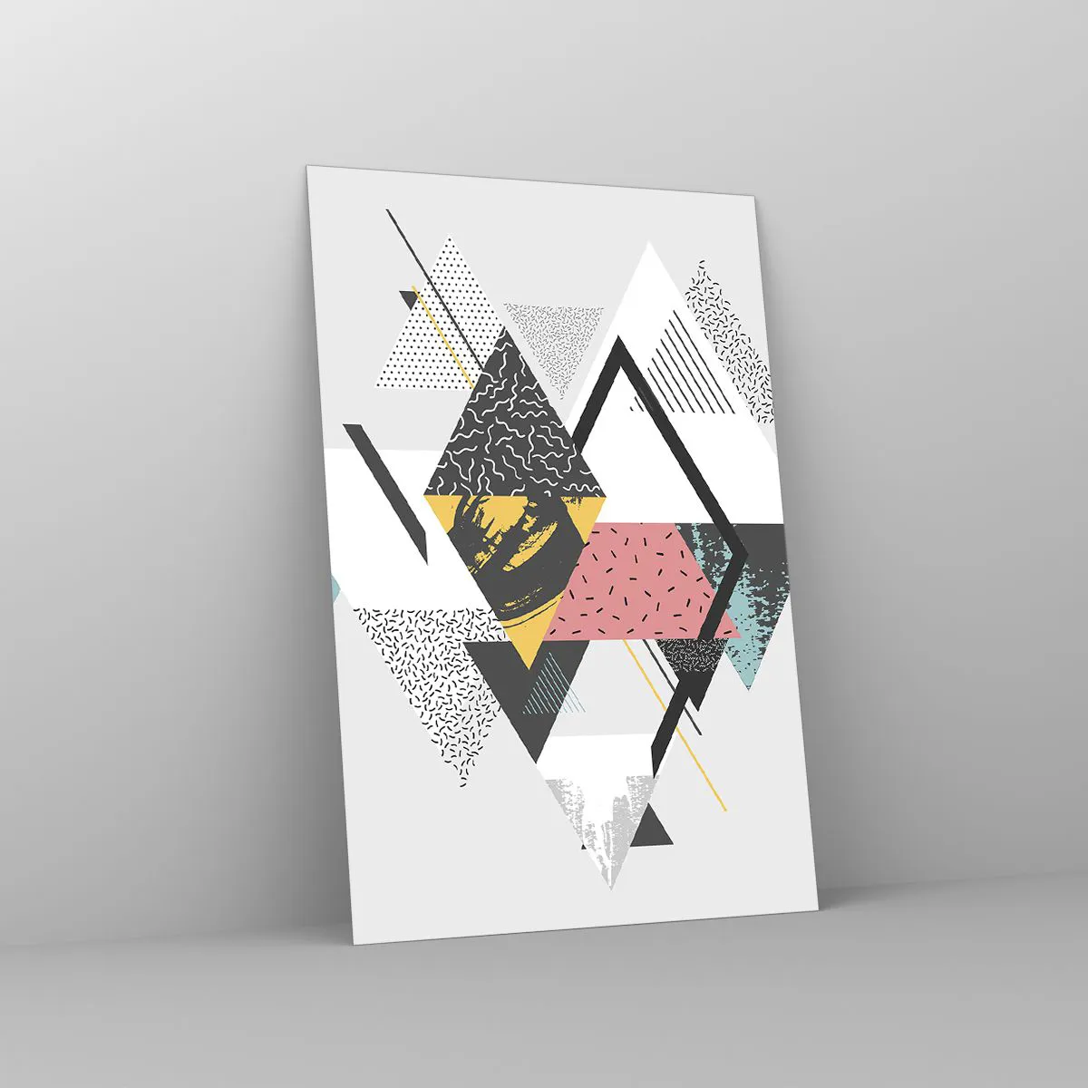 Cuadro sobre vidrio - Impresiones sobre Vidrio - Patrones geométricos sobre un fondo claro - 80x120cm - Una variación del triángulo y el rombo - Decoración de pared moderna para salón y dormitorio ARTTOR