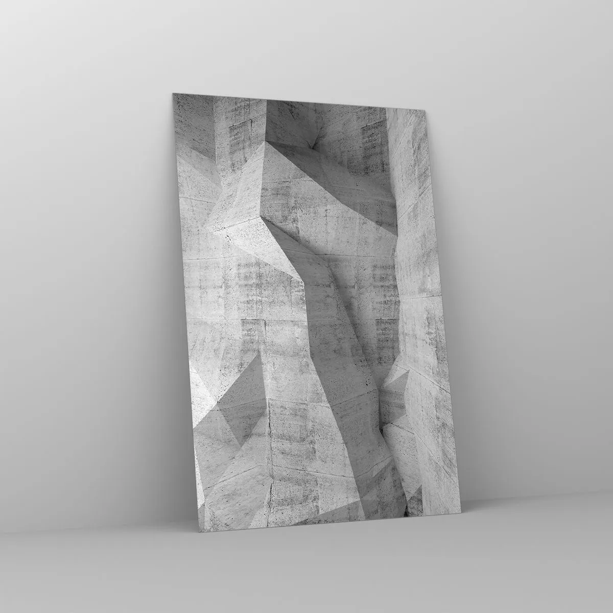 Glasbild - Bild auf glas - Geometrische Betonformen in Grau - 80x120cm - Eine echte Herausforderung - Moderne Wanddekoration für Wohnzimmer und Schlafzimmer ARTTOR