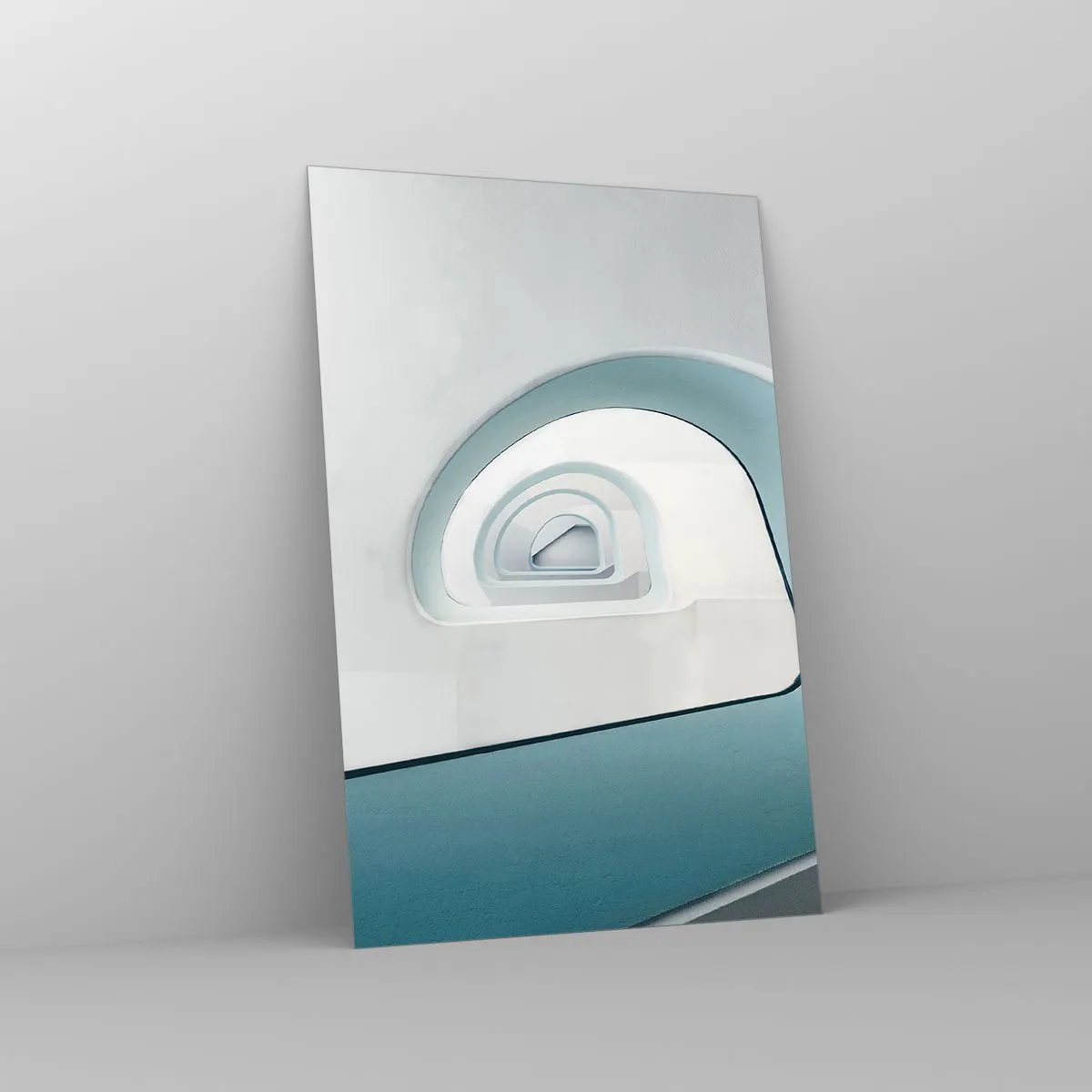 Quadro su vetro - Architettura minimalista con linee arrotondate - 80x120cm - Blu fino in fondo - Decorazione murale moderna per soggiorno e camera da letto ARTTOR