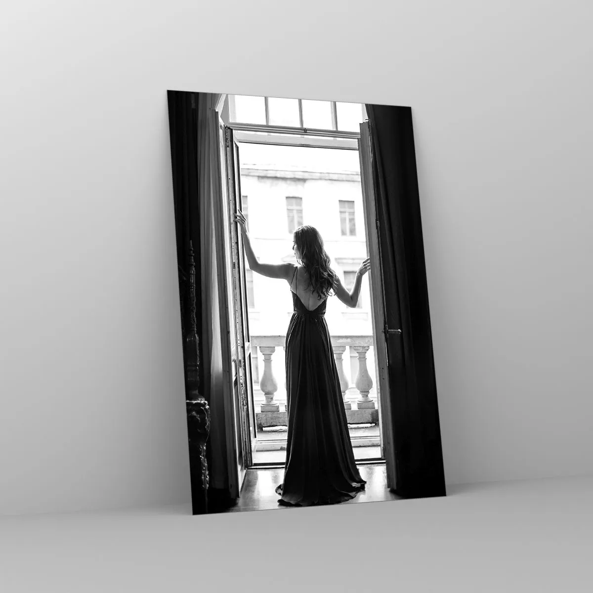 Tablou pe sticlă - Splendoare alb-negru - 80x120 cm