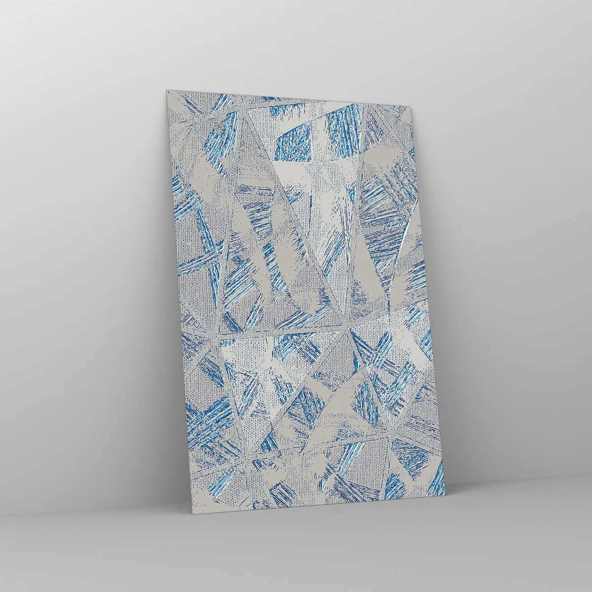 Tablou pe sticlă - Într-un labirint de gri-albastru - 80x120 cm