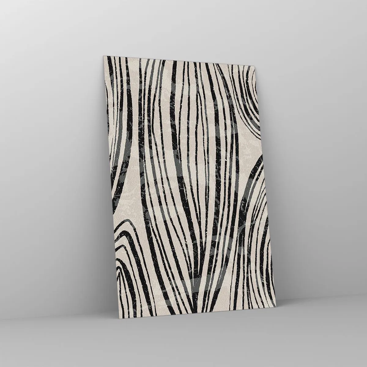 Glasbild - Bild auf glas - Abstrakte Wellen in Schwarz-Weiß-Tönen - 80x120cm - Linienpool - Moderne Wanddekoration für Wohnzimmer und Schlafzimmer ARTTOR