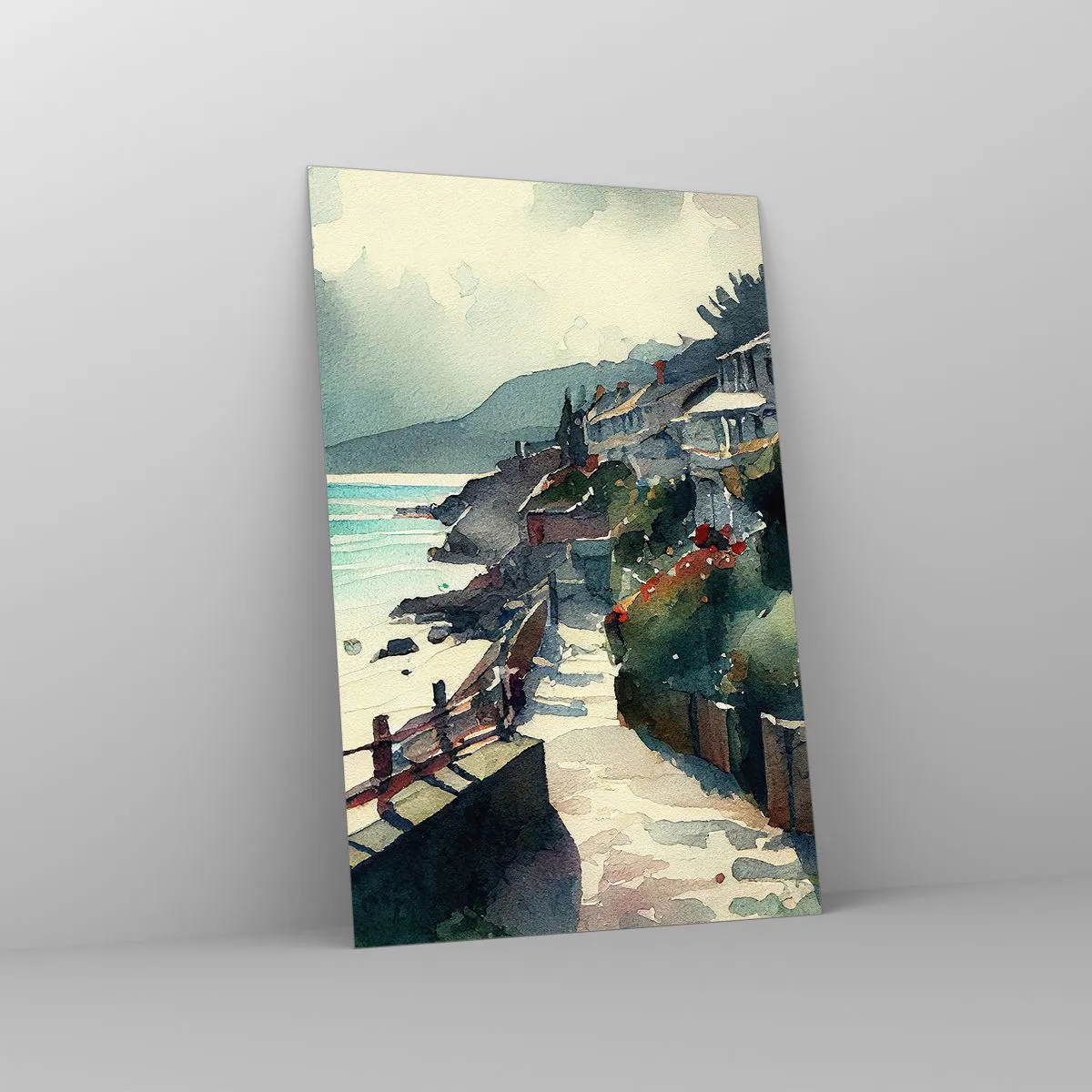 Glass picture - Mediterranean Town - 80x120 cm