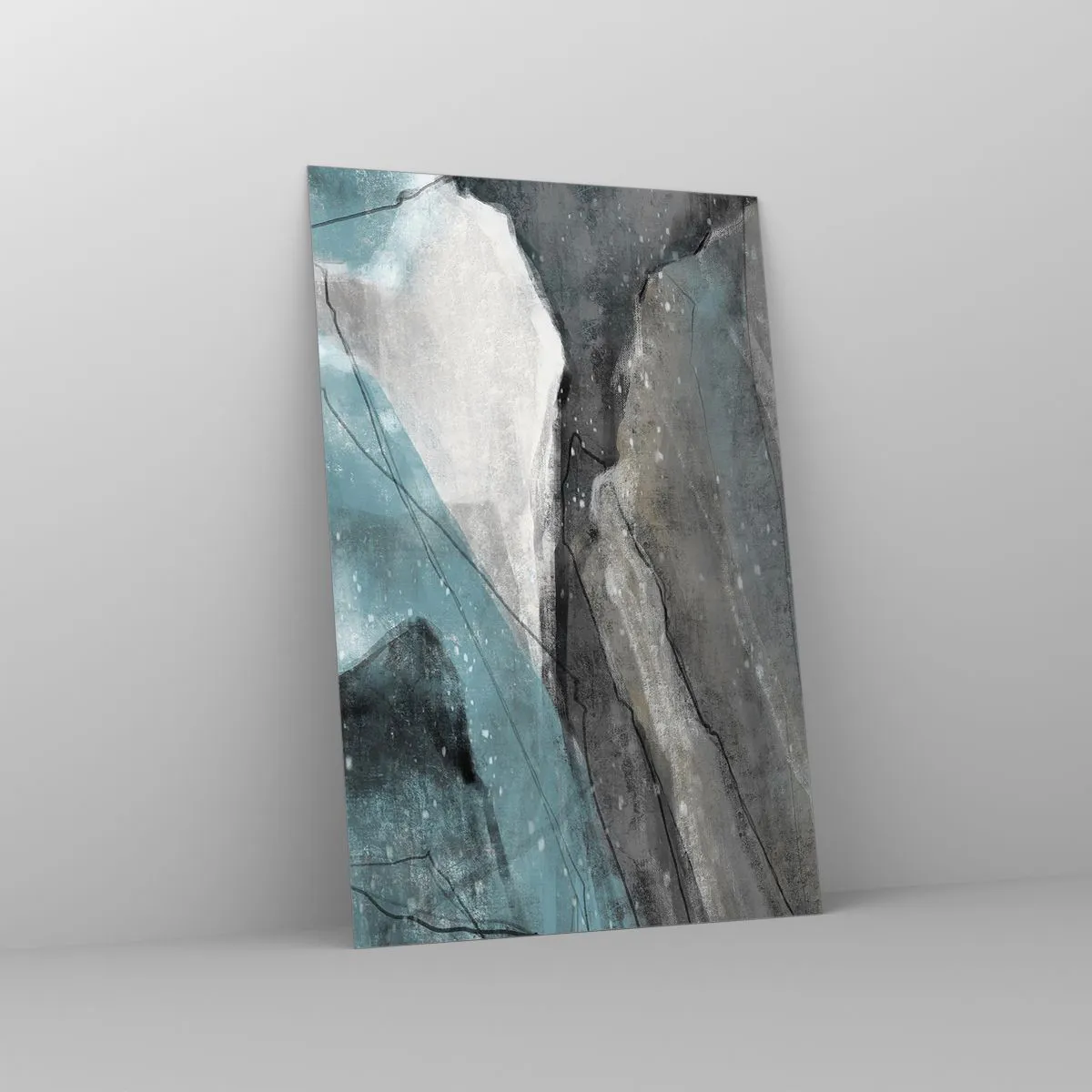 Glass picture - Abstract: Rocks and Ice - 80x120 cm