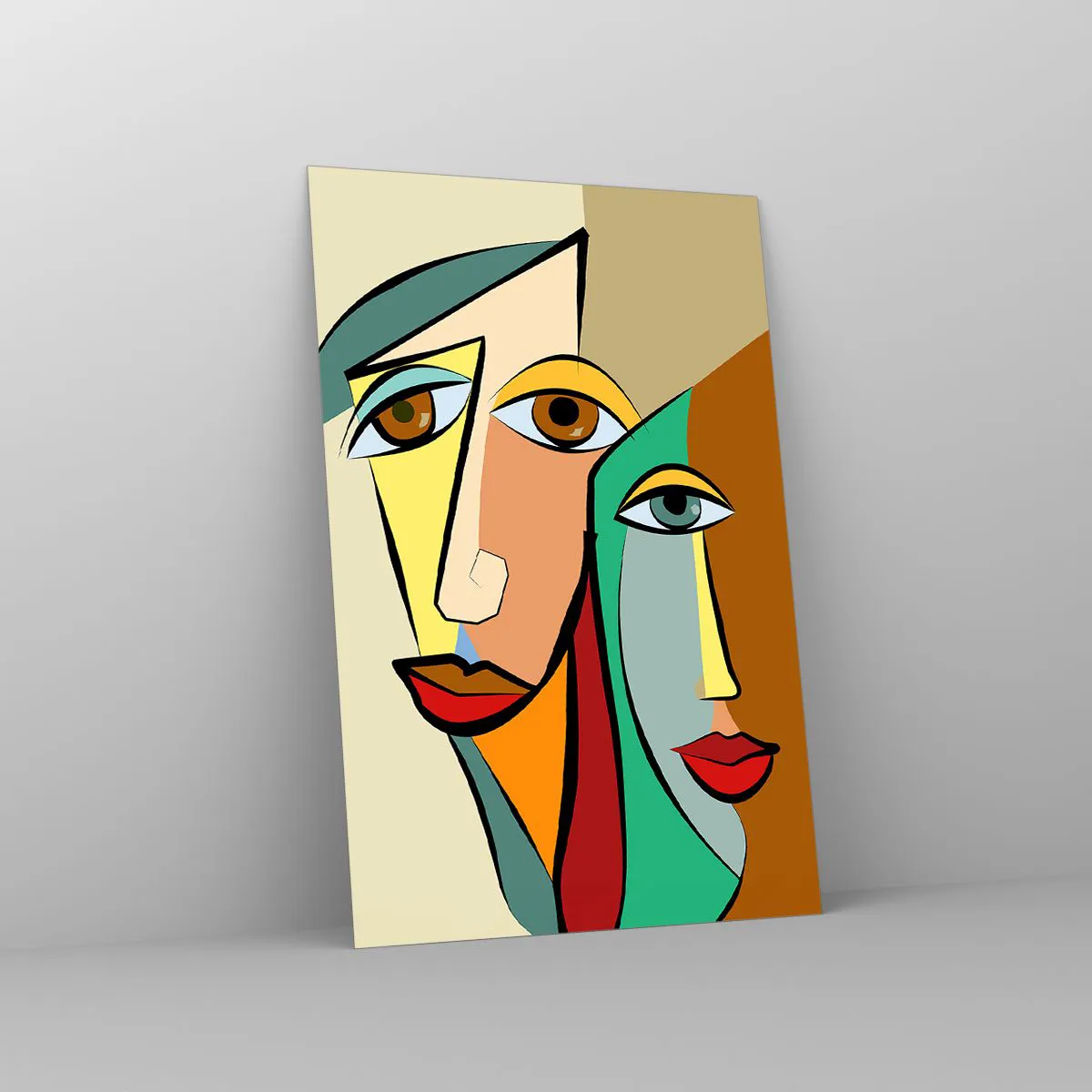 Quadro su vetro - Coppia cubista - 80x120 cm