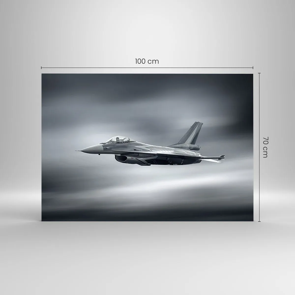 Impression sur verre - Image sur verre - Un avion de chasse en vol contre un ciel nuageux - 100x70cm - Acceptez-vous le défi? - Décoration murale moderne pour le salon et la chambre ARTTOR