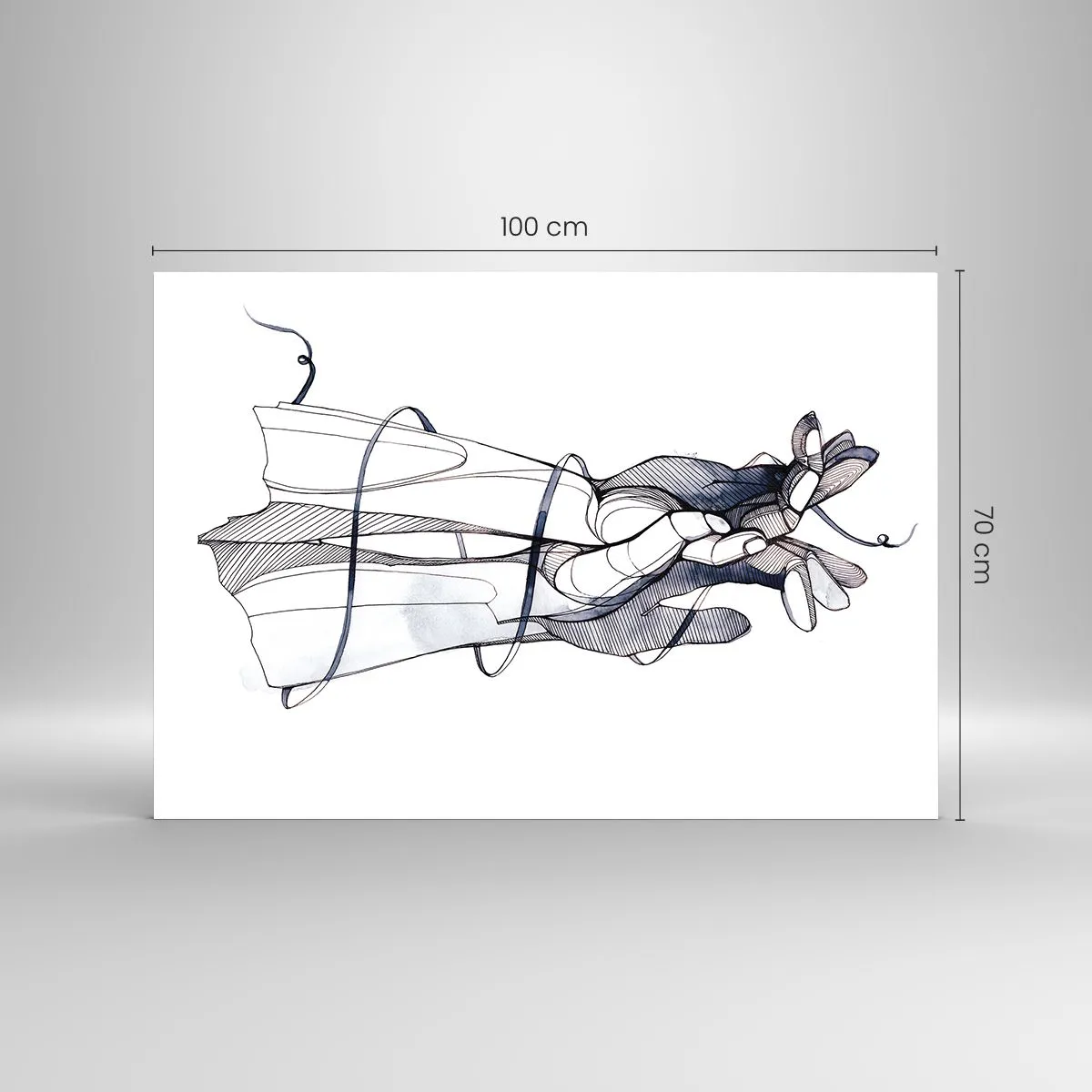 Quadro su vetro - Illustrazione artistica di una mano che tiene un fiore - 100x70cm - Studio del tocco - Decorazione murale moderna per soggiorno e camera da letto ARTTOR