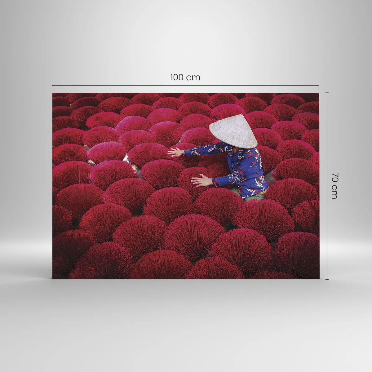 Glass picture - In the Rice Field - 100x70 cm