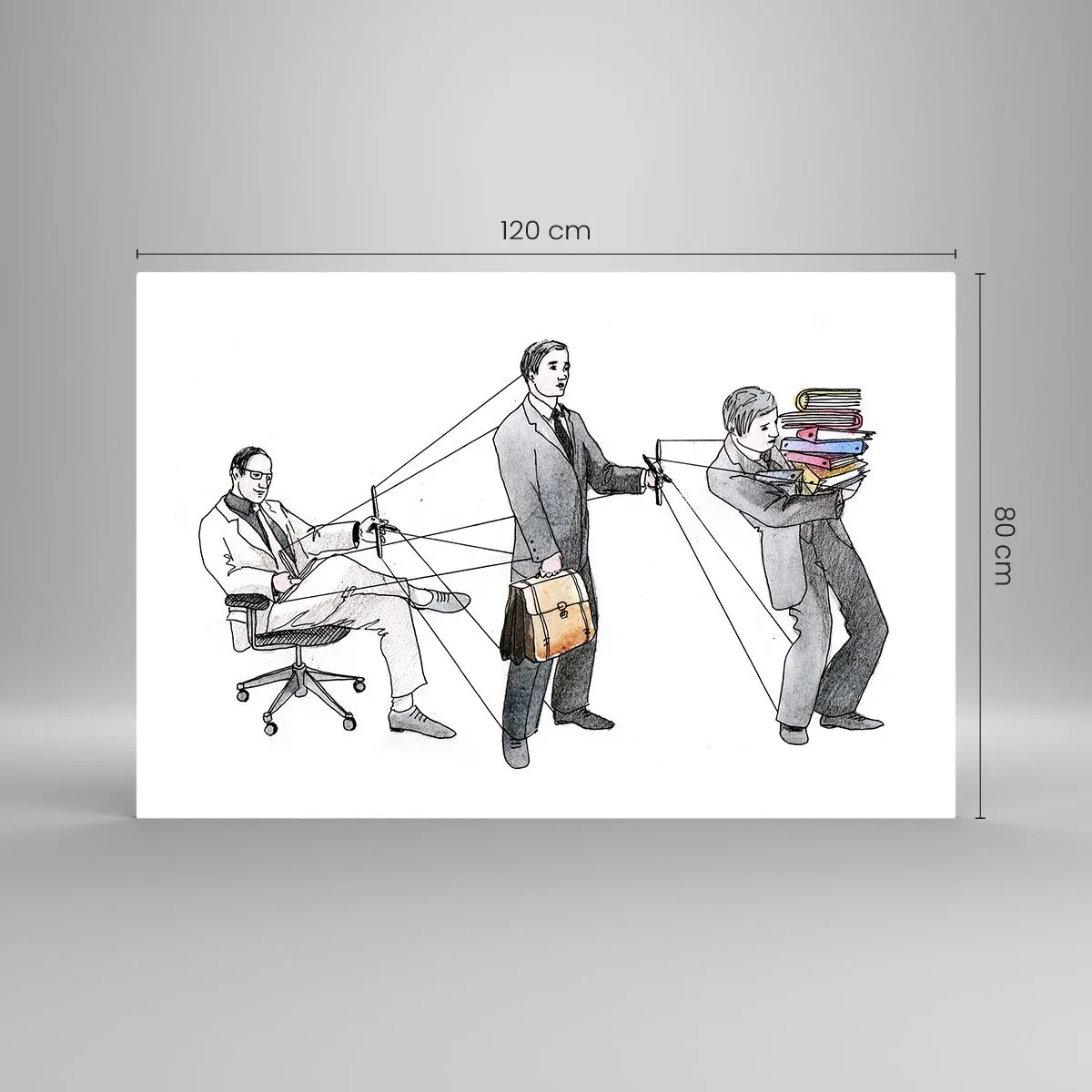 Glasbild - Bild auf glas - Darstellung der Büroarbeitshierarchie - 120x80cm - Jeder hat seinen Meister - Moderne Wanddekoration für Wohnzimmer und Schlafzimmer ARTTOR