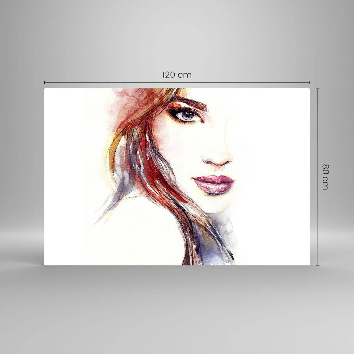 Obraz na szkle - Ilustracja przedstawiająca akwarelowy portret kobiety - 120x80cm - Vademecum - idź za mną - Nowoczesna dekoracja ścienna do salonu, kuchni i sypialni ARTTOR