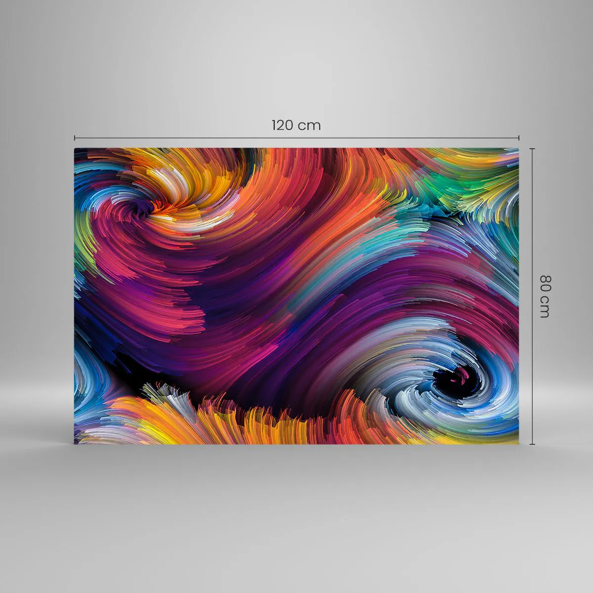 Glasbild - Bild auf glas - Bunte Wirbel und dynamische Pinselstriche in Abstraktion - 120x80cm - Der Beginn einer neuen Welt - Moderne Wanddekoration für Wohnzimmer und Schlafzimmer ARTTOR