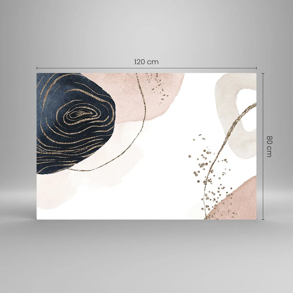 Glasbild - Bild auf glas - Abstrakte Formen mit goldenen Akzenten - 120x80cm - Alles fließt - Moderne Wanddekoration für Wohnzimmer und Schlafzimmer ARTTOR