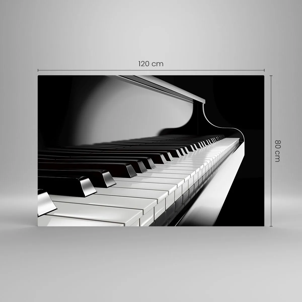 Impression sur verre - Image sur verre - Clavier de piano noir et blanc en perspective - 120x80cm - Harmonie des formes et des couleurs - Décoration murale moderne pour le salon et la chambre ARTTOR