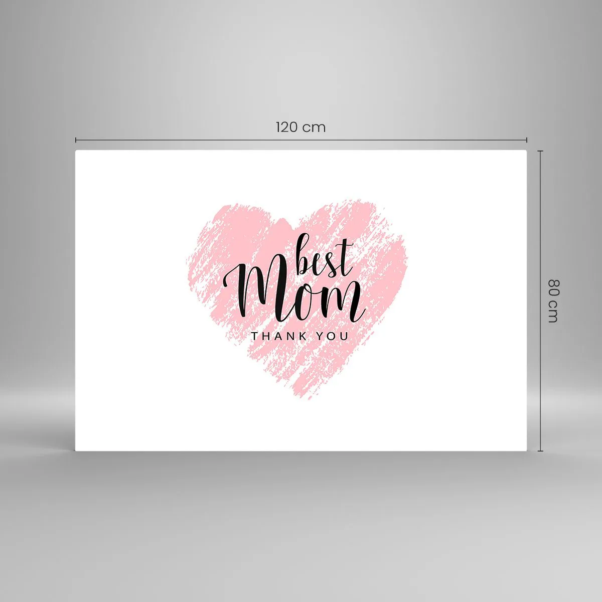 Obraz na szkle - Różowe serce z napisem Best Mom na białym tle - 120x80cm - Zawsze odpowiedni moment - Nowoczesna dekoracja ścienna do salonu, kuchni i sypialni ARTTOR