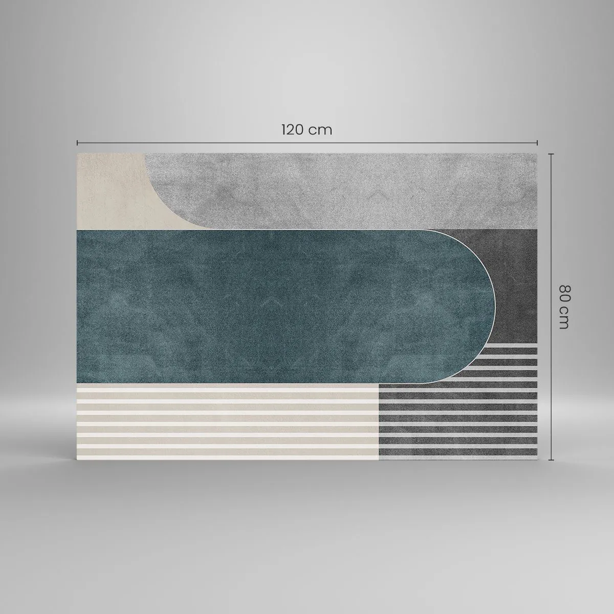 Obraz na szkle - Geometryczna forma w szarościach, beżu i zieleni - 120x80cm - Kompozycja na poziomie - Nowoczesna dekoracja ścienna do salonu, kuchni i sypialni ARTTOR