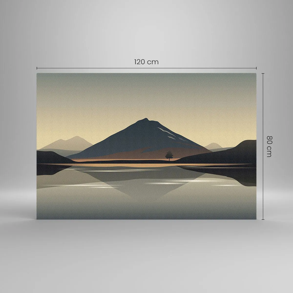 Glasbild - Bild auf glas - Berge und See in warmen Tönen mit reflektierendem Effekt - 120x80cm - Spiegelreflexion - Moderne Wanddekoration für Wohnzimmer und Schlafzimmer ARTTOR