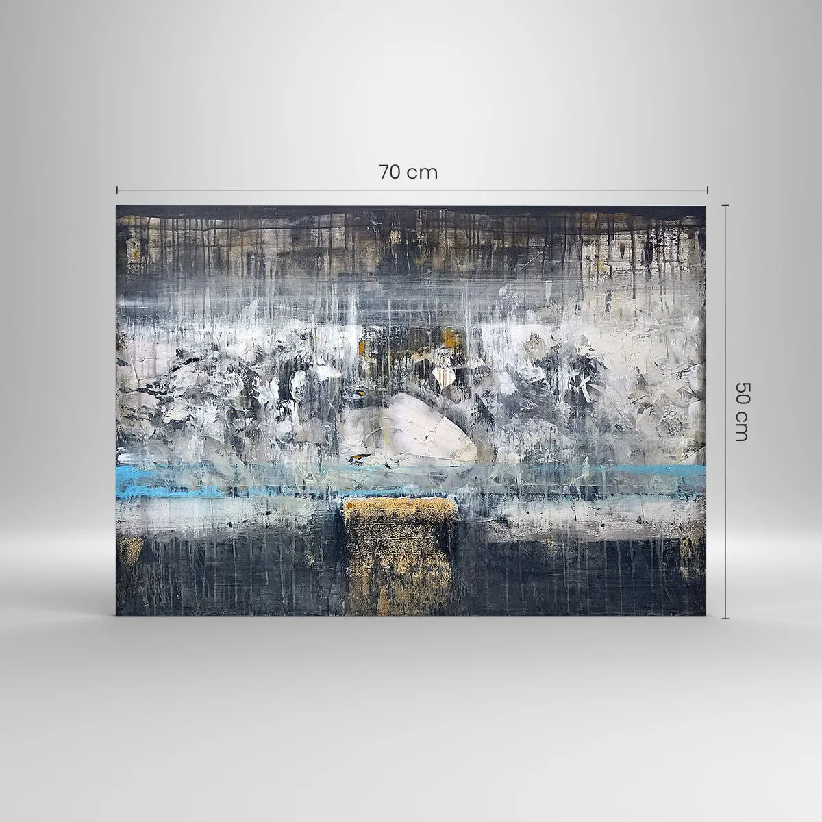 Impression sur verre - Image sur verre - Un paysage abstrait dominé par le gris et le bleu. - 70x50cm - Comme sur la glace, comme après décembre - Décoration murale moderne pour le salon et la chambre ARTTOR