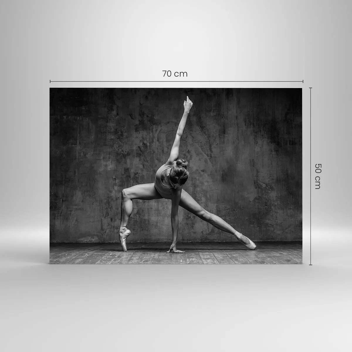 Billede på glas - En danser i en kunstnerisk positur - 70x50cm - Idealet om balance - Moderne vægdekoration til stue og soveværelse ARTTOR
