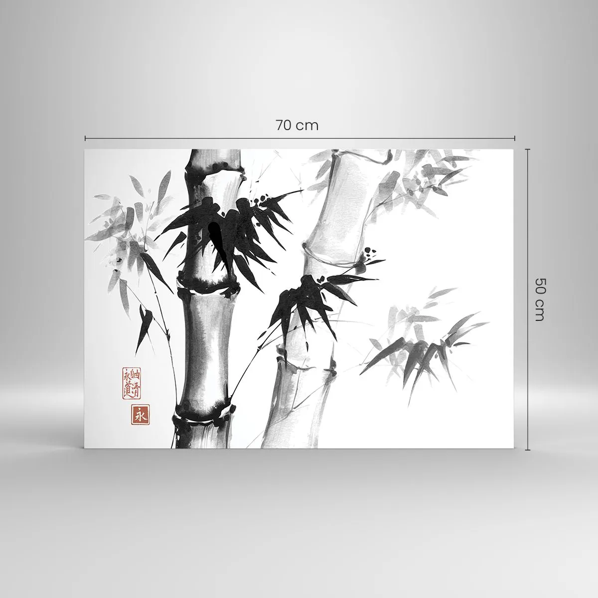 Tablou pe sticlă - Bambus în stil tradițional - 70x50cm - Primul-plan al Orientului - Decorațiune modernă pentru perete pentru living și dormitor ARTTOR