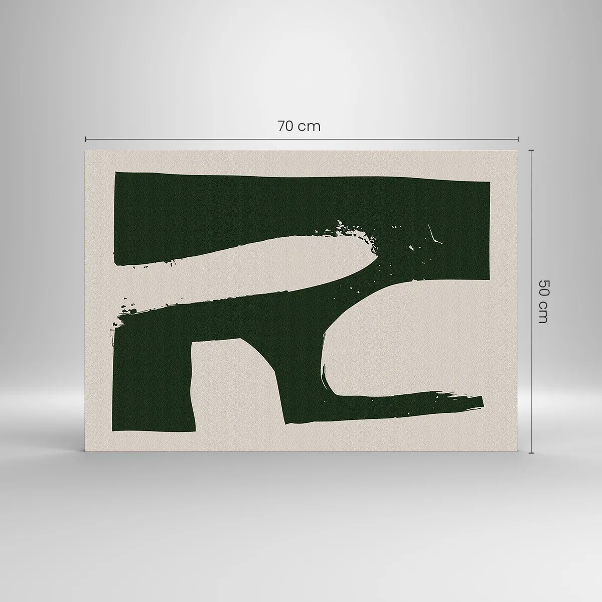 Impression sur verre - Image sur verre - Abstraction minimaliste avec des coups de pinceau vert foncé - 70x50cm - Baies blanches - Décoration murale moderne pour le salon et la chambre ARTTOR