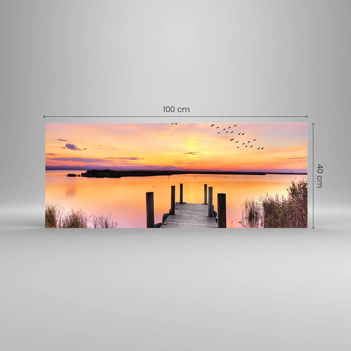 Obraz na skle - Fialové tiché svitanie - 100x40 cm