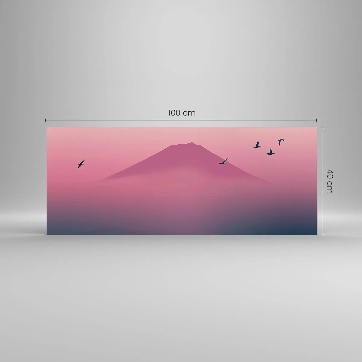 Quadro em vidro - Andarilhos sob as nuvens - 100x40 cm