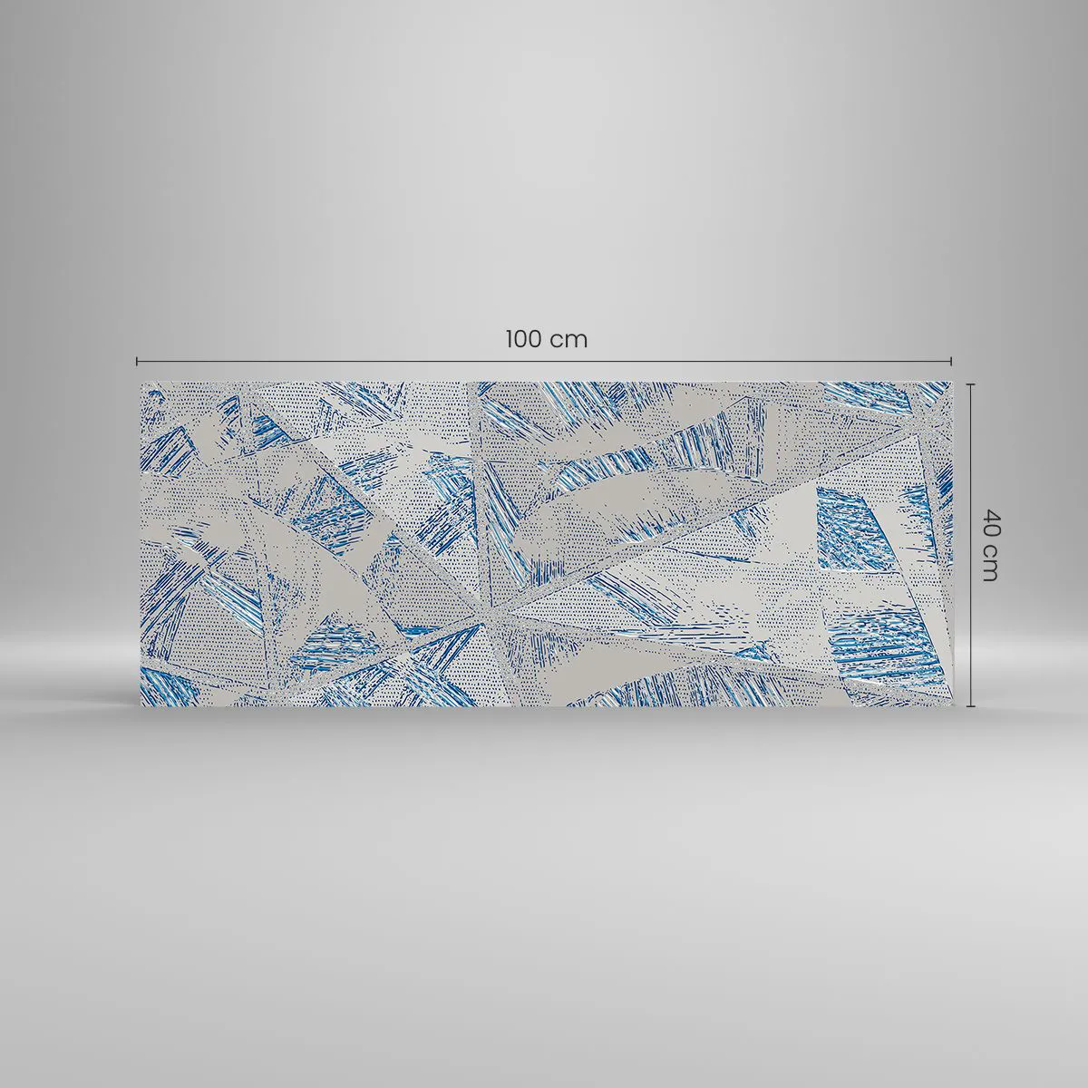 Tablou pe sticlă - Într-un labirint de gri-albastru - 100x40 cm