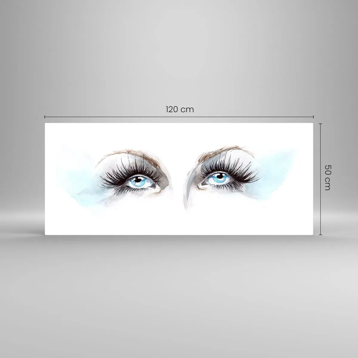 Impression sur verre - Image sur verre - Aquarelle aux yeux bleus et aux accents délicats - 120x50cm - Yeux d'ange? - Décoration murale moderne pour le salon et la chambre ARTTOR