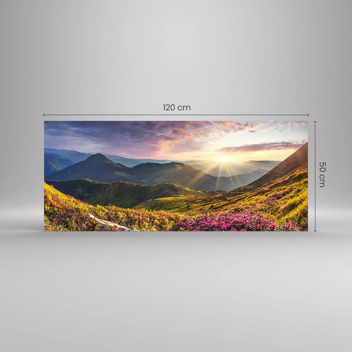 Tablou pe sticlă - Prospețimea unei dimineți de munte - 120x50 cm