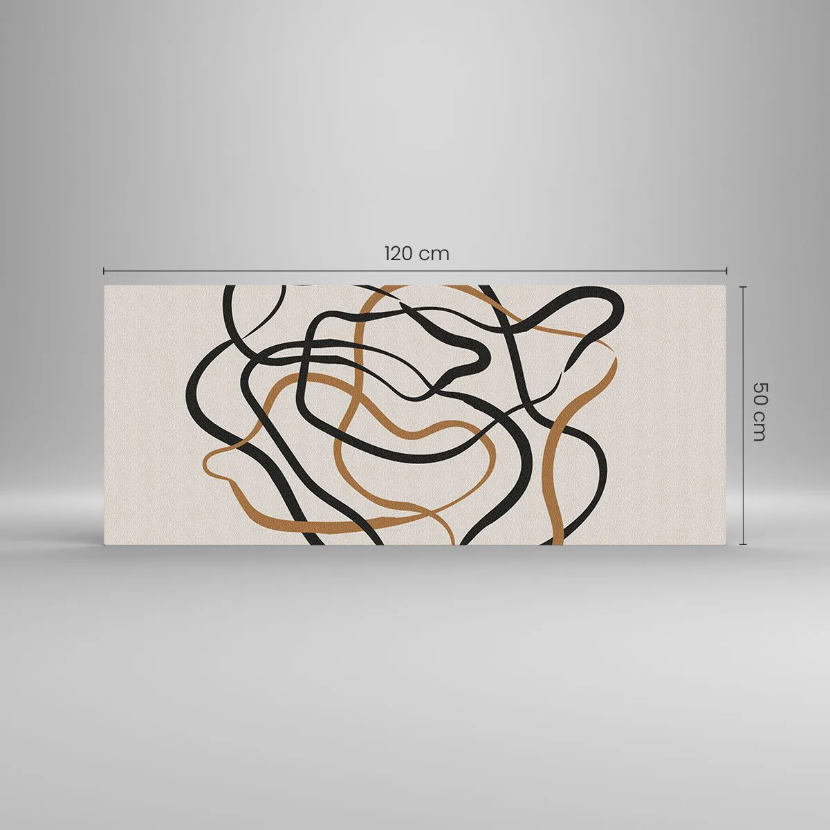 Glasbild - Bild auf glas - Verworrene Linien in Schwarz und Gold auf hellem Hintergrund - 120x50cm - Alles ging schief - Moderne Wanddekoration für Wohnzimmer und Schlafzimmer ARTTOR